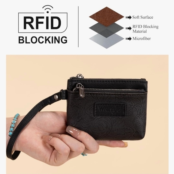 Set Of 3 Wrangler Wristlets/Wallets Black NWT MSRP $60 Floral Montana West Black - Picture 6 of 11